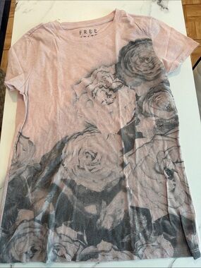 Free State Blush Pink Tee with Gray Rose Print, large